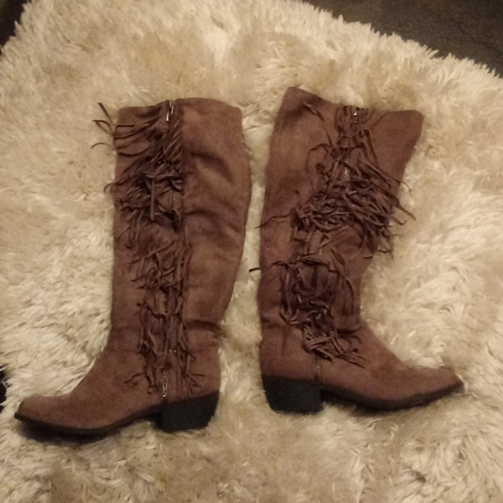 Knee high suede boots